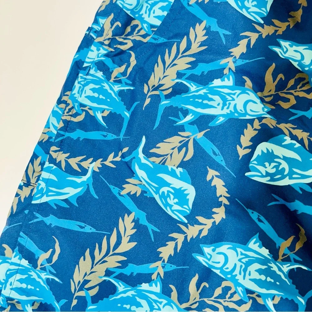 Columbia PFG swim trunks Super Backcast Water Short Blue Fish Print men Size XXL